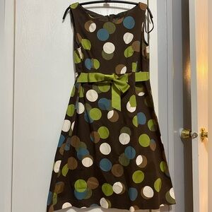 Jessica Howard Women’s 10-Medium Dress with Blue and Green Polka Dots